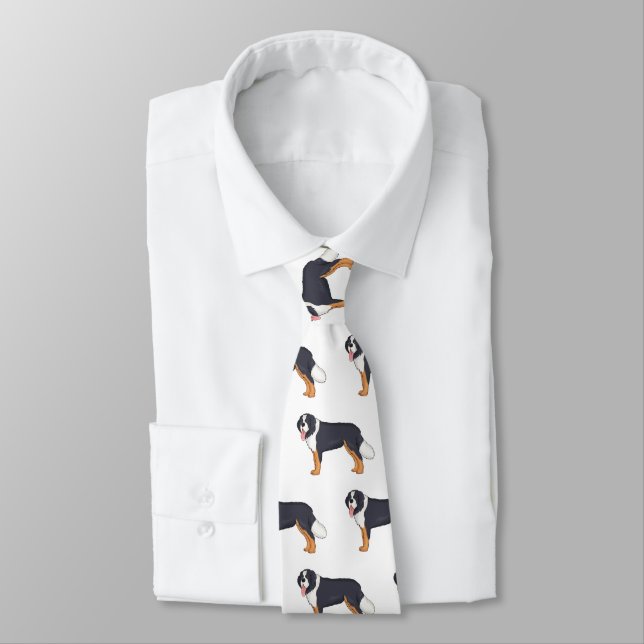 Bernese mountain dog cartoon illustration  neck tie (Tied)