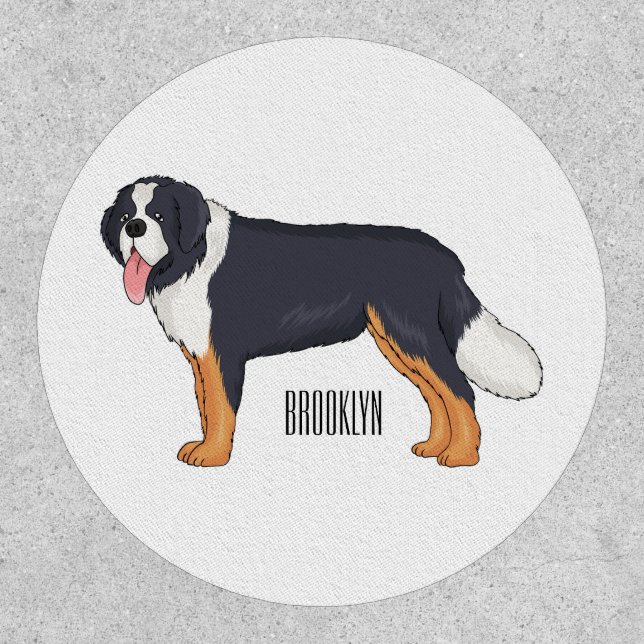 Bernese mountain dog cartoon illustration patch (Front)