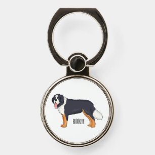 Bernese mountain dog cartoon illustration phone ring stand