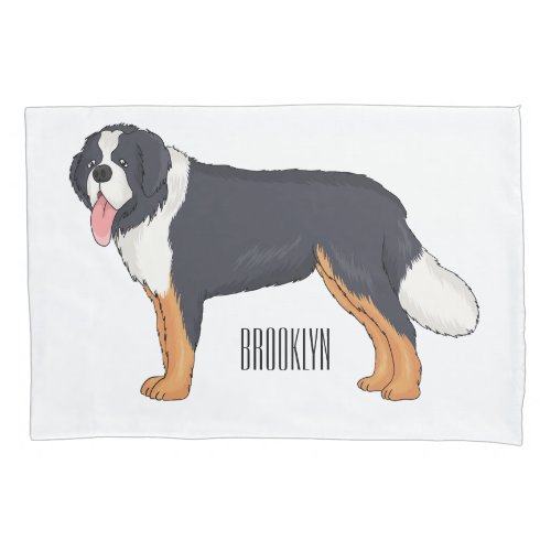 Bernese mountain dog cartoon illustration pillow case