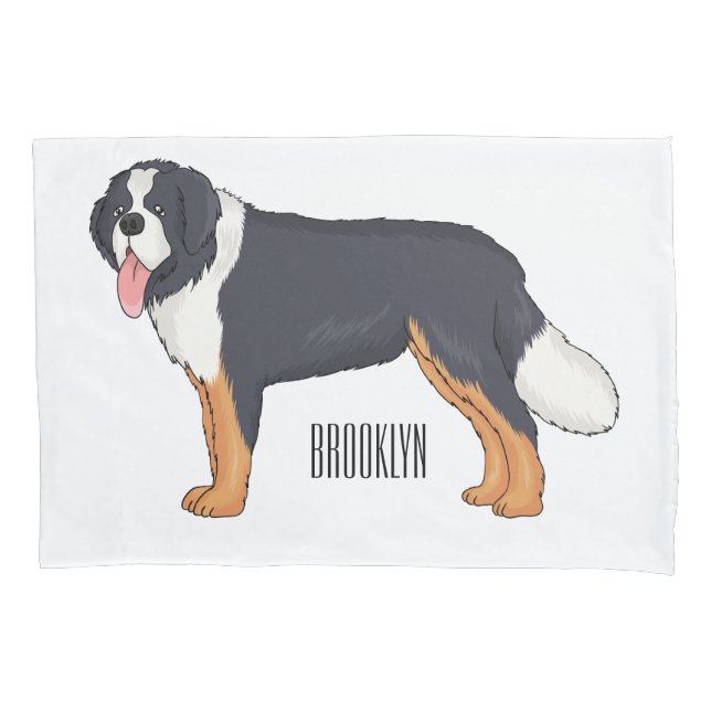 Bernese mountain dog cartoon illustration pillow case (Front)