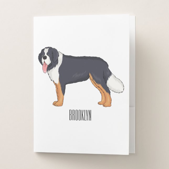 Bernese mountain dog cartoon illustration  pocket folder (Front)