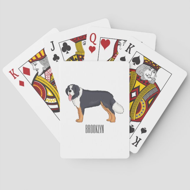 Bernese mountain dog cartoon illustration poker cards (Back)