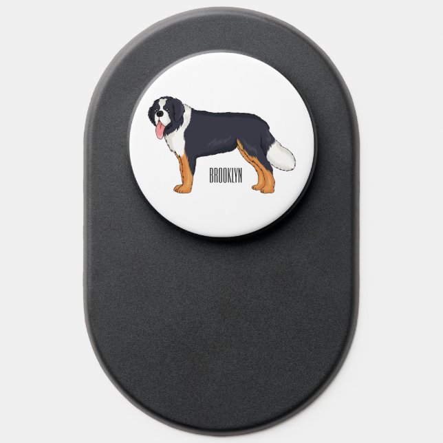 Bernese mountain dog cartoon illustration PopSocket (Popsocket)