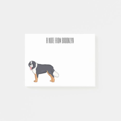 Bernese mountain dog cartoon illustration post_it notes