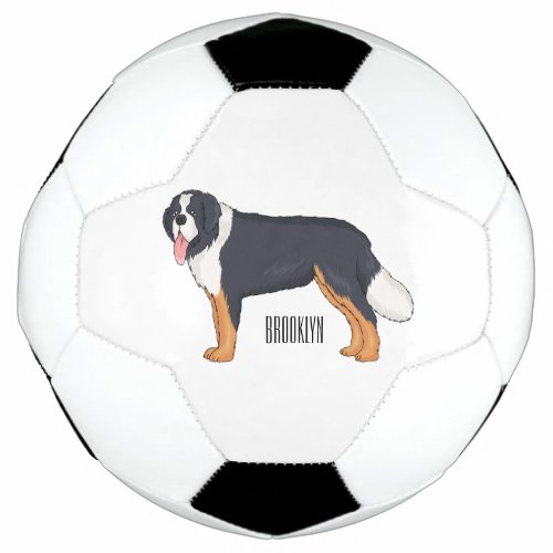 Bernese mountain dog cartoon illustration soccer ball