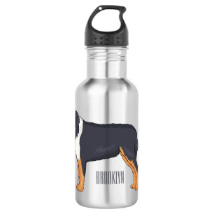 Bernese mountain dog cartoon illustration stainless steel water bottle