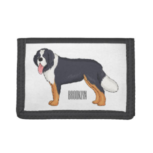 Bernese mountain dog cartoon illustration tri-fold wallet