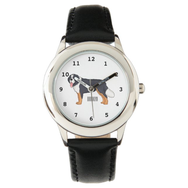 Bernese mountain dog cartoon illustration watch (Front)