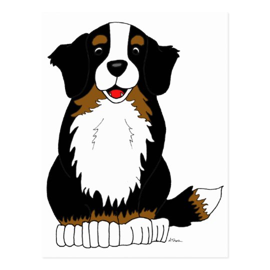 Bernese Mountain Dog Cartoon Postcard | Zazzle.com