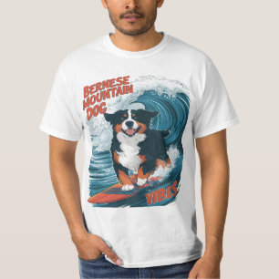 Bernese Mountain Dog Catching Waves Surfing T-Shirt