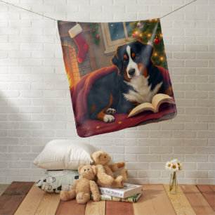 Bernese Mountain Dog Christmas Bedtime Story Baby Blanket