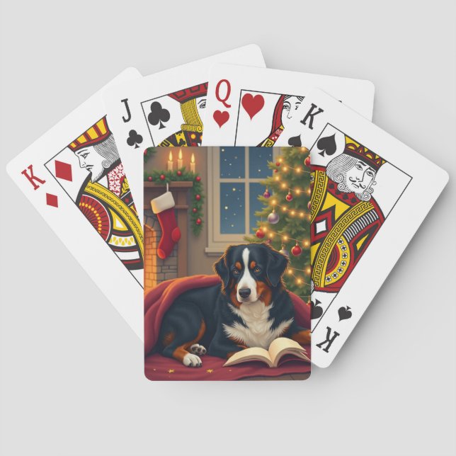 Bernese Mountain Dog Christmas Bedtime Story Poker Cards (Back)