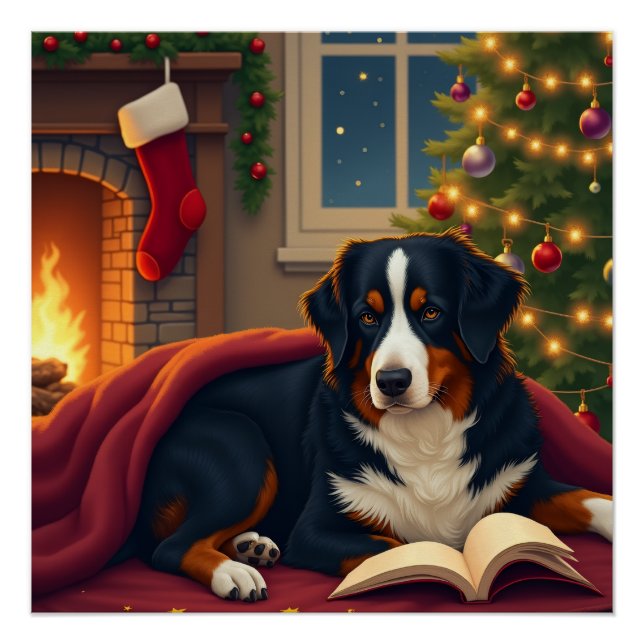 Bernese Mountain Dog Christmas Bedtime Story Poster (Front)