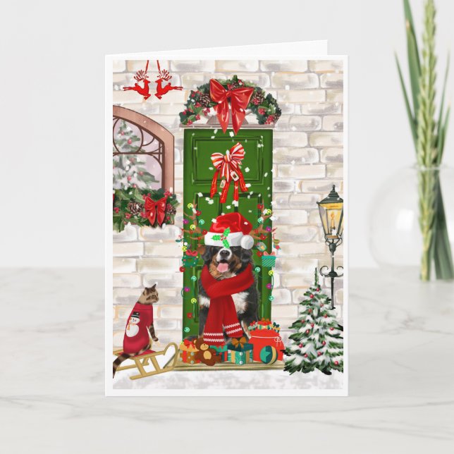 Bernese Mountain Dog Christmas  Card (Front)