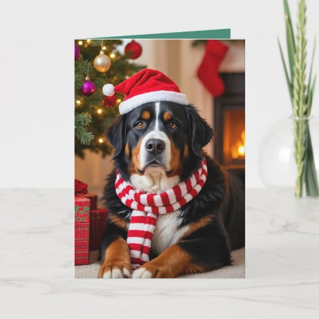 Bernese Mountain Dog Christmas  Card (Front)