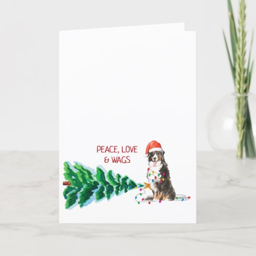 Bernese Mountain Dog Christmas Card Tree  Lights