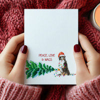 Bernese Mountain Dog Christmas Card Tree & Lights