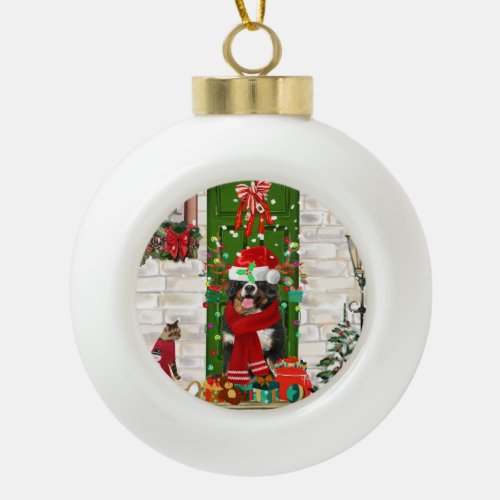 Bernese Mountain Dog Christmas Ceramic Ball Christmas Ornament