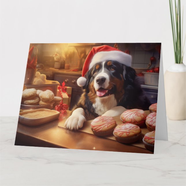 Bernese Mountain Dog Christmas Cookies Holiday Card (Front)