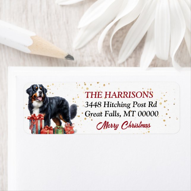 Bernese Mountain Dog Christmas Gifts Label (Insitu)