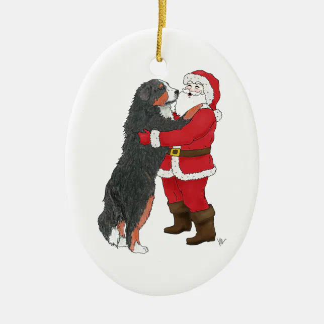 Bernese Mountain Dog Christmas Greeting Ceramic Ornament Zazzle