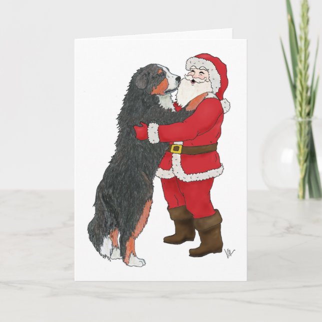 Bernese Mountain Dog Christmas Greeting Holiday Card (Front)