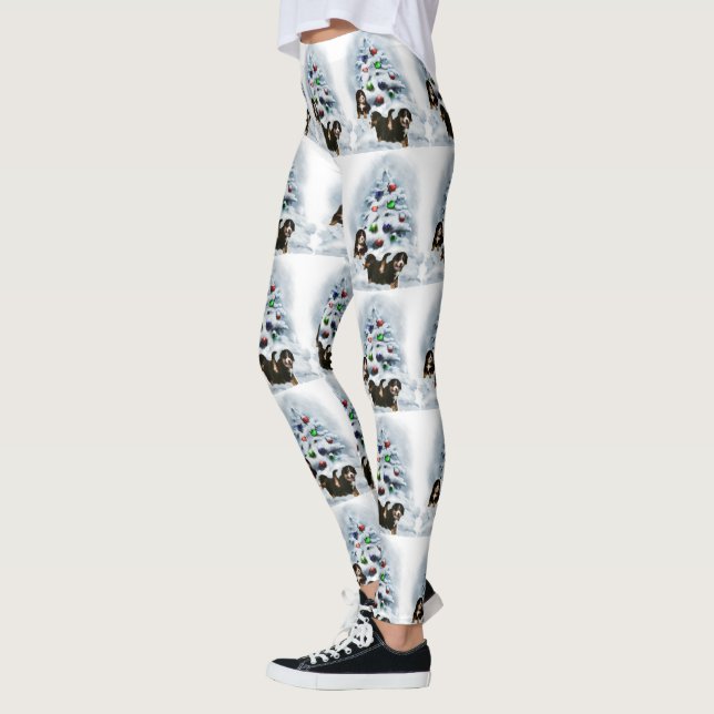 Bernese Mountain Dog Christmas Leggings (Left)