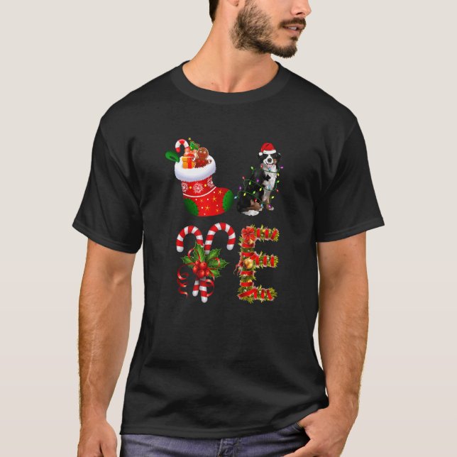 Bernese Mountain Dog Christmas Light  Dog Animal T-Shirt (Front)
