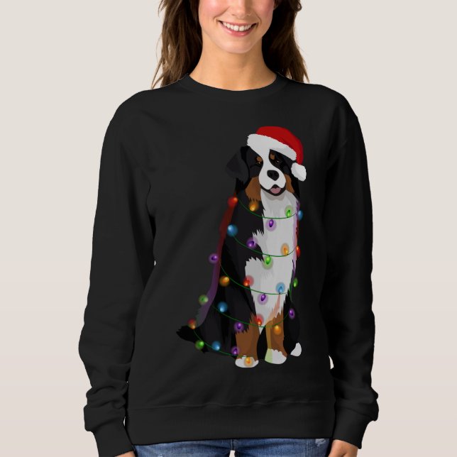 Bernese Mountain Dog Christmas Lights Xmas Dog Lov Sweatshirt (Front)