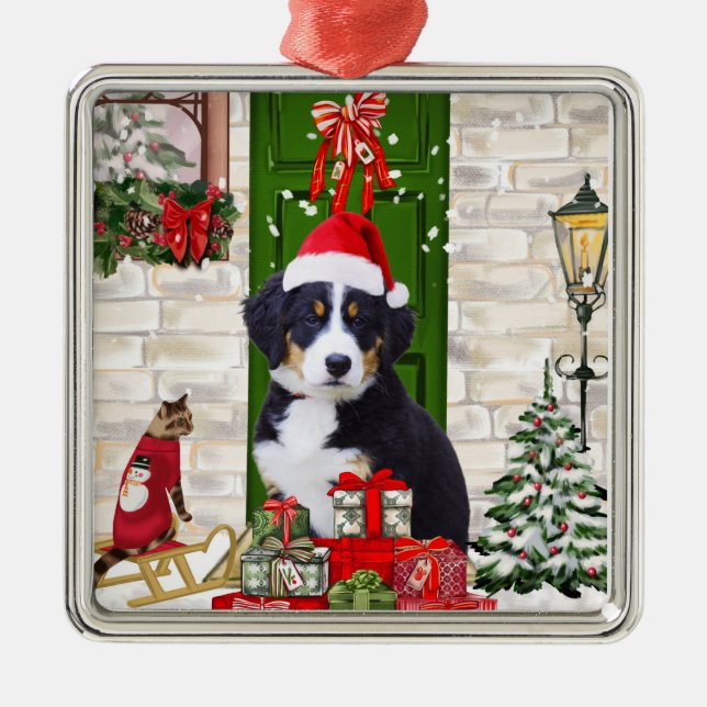 Bernese Mountain Dog Christmas   Metal Ornament (Front)