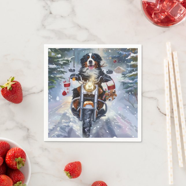 Bernese Mountain Dog Christmas Napkins (Insitu)
