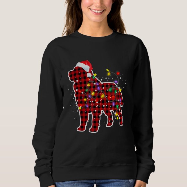 Bernese Mountain Dog Christmas Pajamas Santa Hat X Sweatshirt (Front)