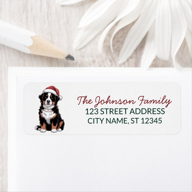 Bernese Mountain Dog Christmas Return Address      Label (Insitu)