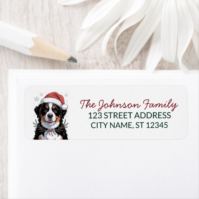 Bernese Mountain Dog Christmas Return Address      Label (Insitu)