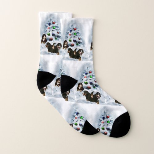 Bernese Mountain Dog Christmas Socks