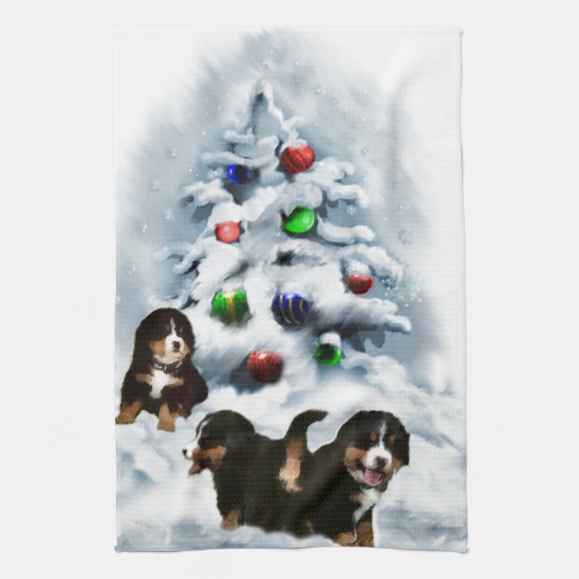 Bernese Mountain Dog Christmas Towel (Vertical)