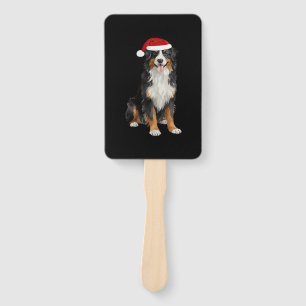 Bernese Mountain Dog Christmas Tree Dog Puppy Wate Hand Fan