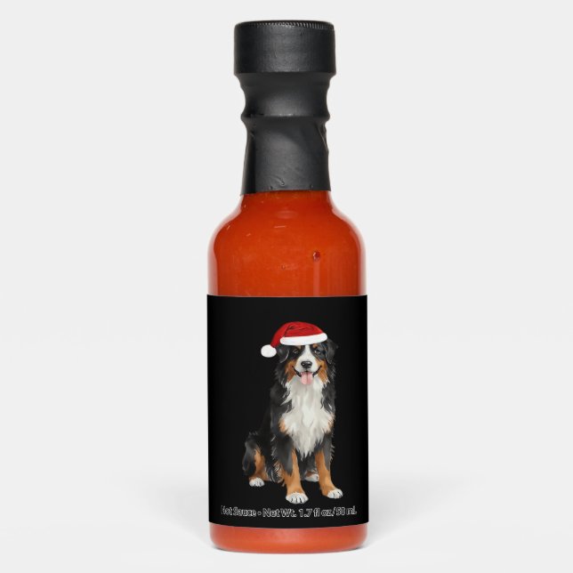 Bernese Mountain Dog Christmas Tree Dog Puppy Wate Hot Sauces (Front)