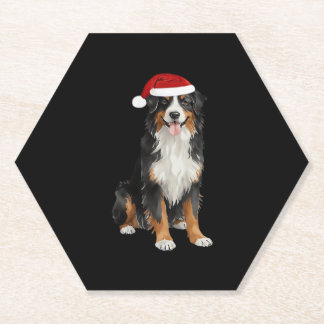 Bernese Mountain Dog Christmas Tree Dog Puppy Wate Paper Coaster