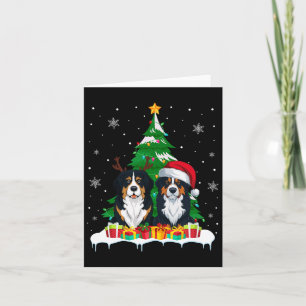 Bernese Mountain Dog Christmas Tree Lights Santa R Card