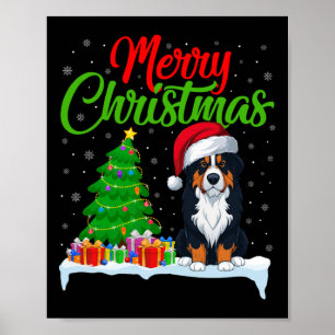 Bernese Mountain Dog Christmas Tree Lights Xmas Do Poster