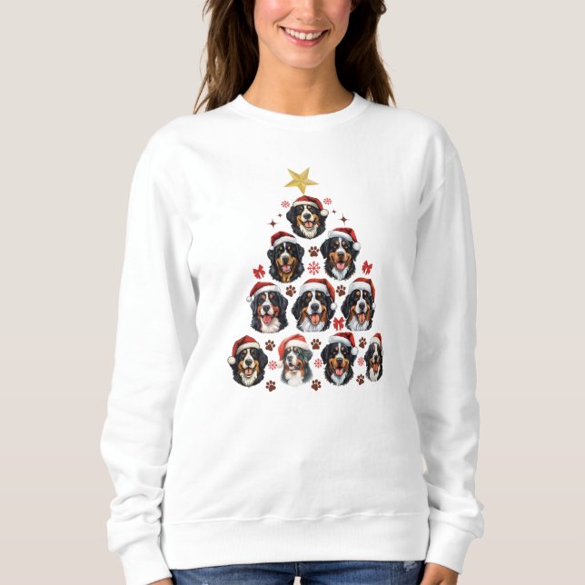 Bernese Mountain Dog Christmas Tree, Xmas Berner Sweatshirt (Front)