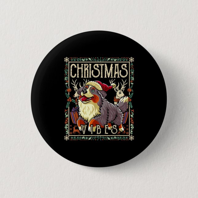Bernese Mountain Dog Christmas Vibes Dog Santa Cla Button (Front)