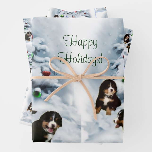 Bernese Mountain Dog Christmas  Wrapping Paper Sheets (In situ)