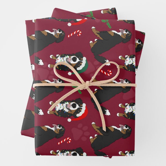 Bernese Mountain Dog Christmas  Wrapping Paper Sheets (In situ)