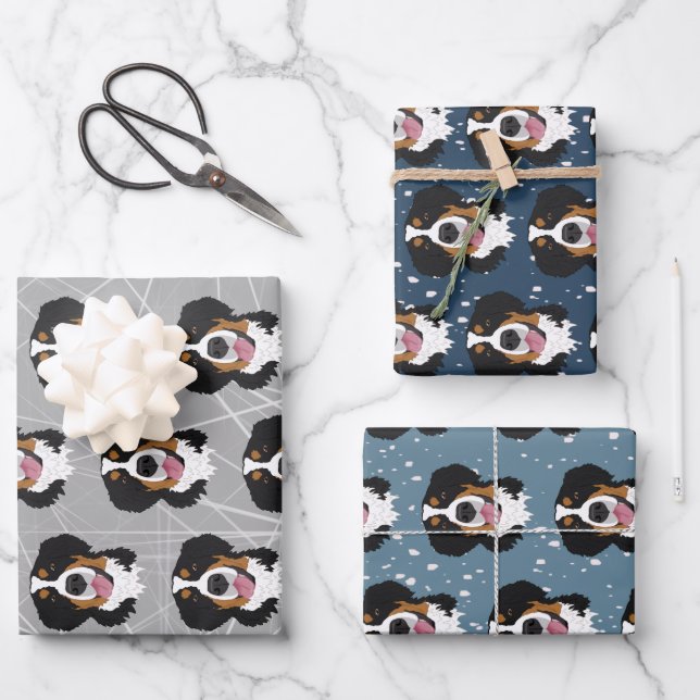 Bernese Mountain Dog Christmas Wrapping Paper Sheets (Front)