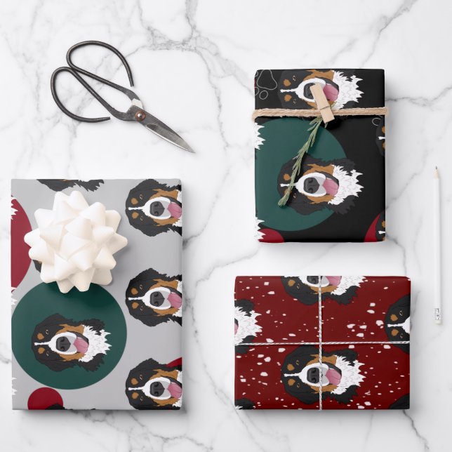 Bernese Mountain Dog Christmas  Wrapping Paper Sheets (Front)