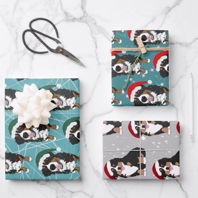 Bernese Mountain Dog Christmas  Wrapping Paper Sheets (Front)