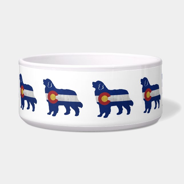 Bernese Mountain Dog Colorado Flag Silhouette Bowl (Front)